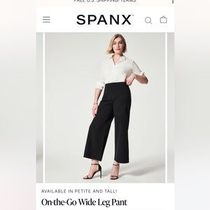 NWT Spanx On-the-go Wide Leg Pant / Classic Black / Petite / Medium